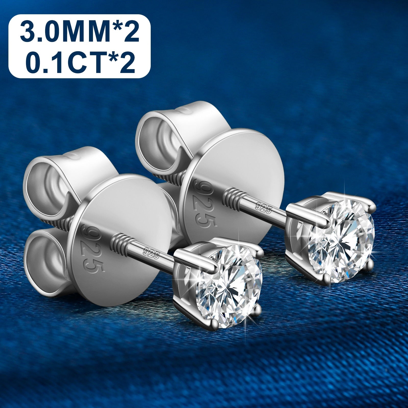 0.1-4ct Diamond Round Stud Earrings 18K x Moissanite - ICECI