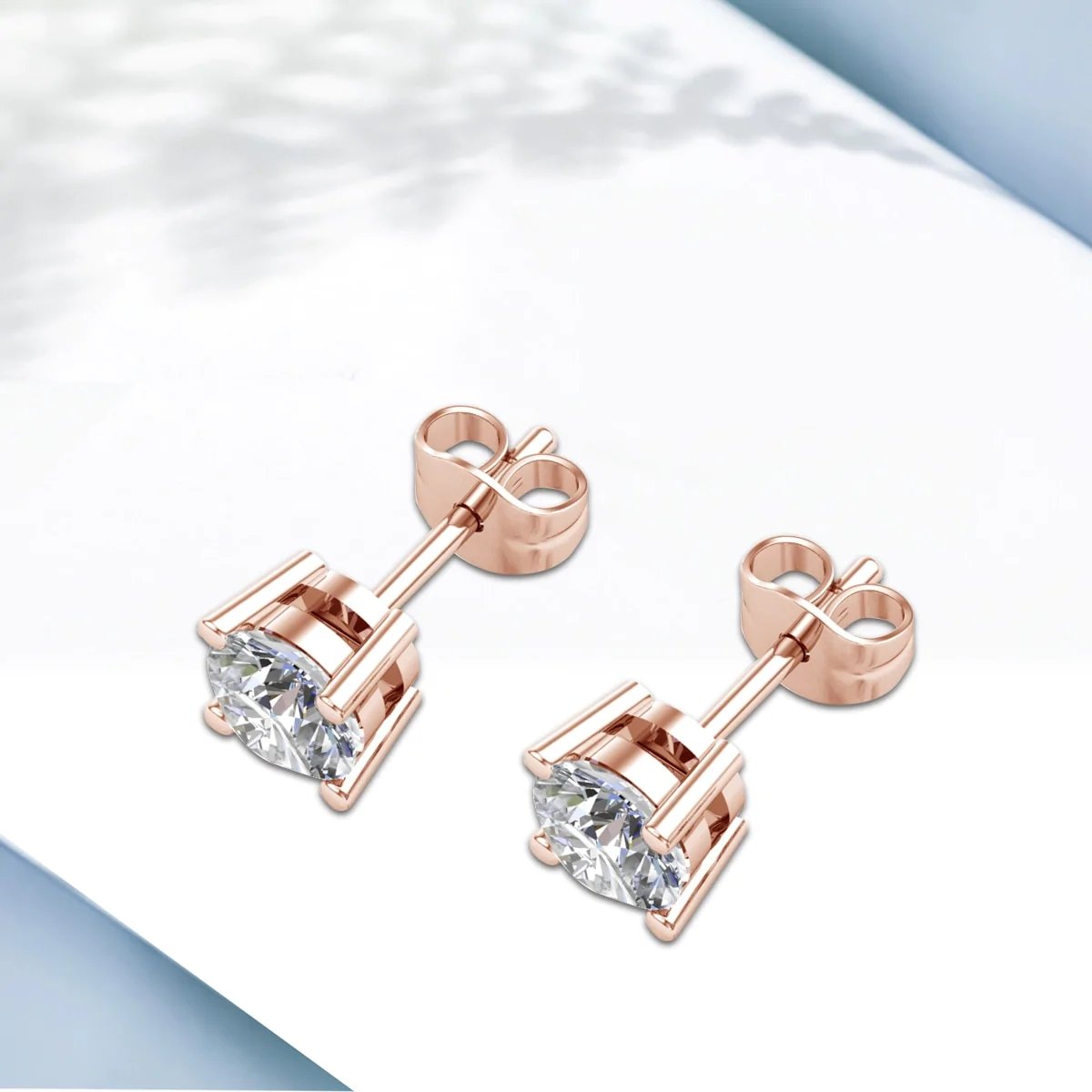0.1-4ct Diamond Round Stud Earrings 18K x Moissanite - ICECI