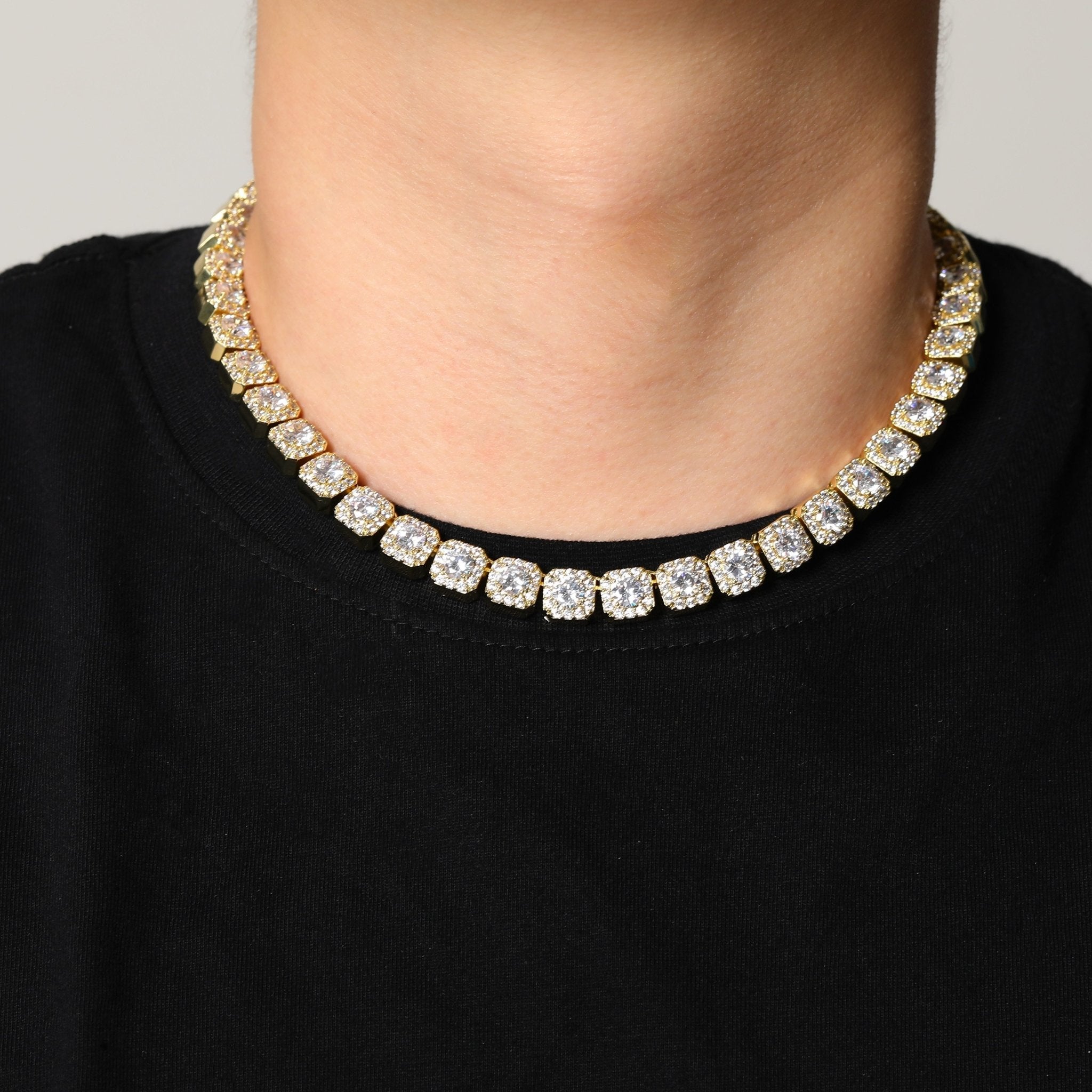 10MM CLUSTERED TENNIS CHAIN 14K - ICECI