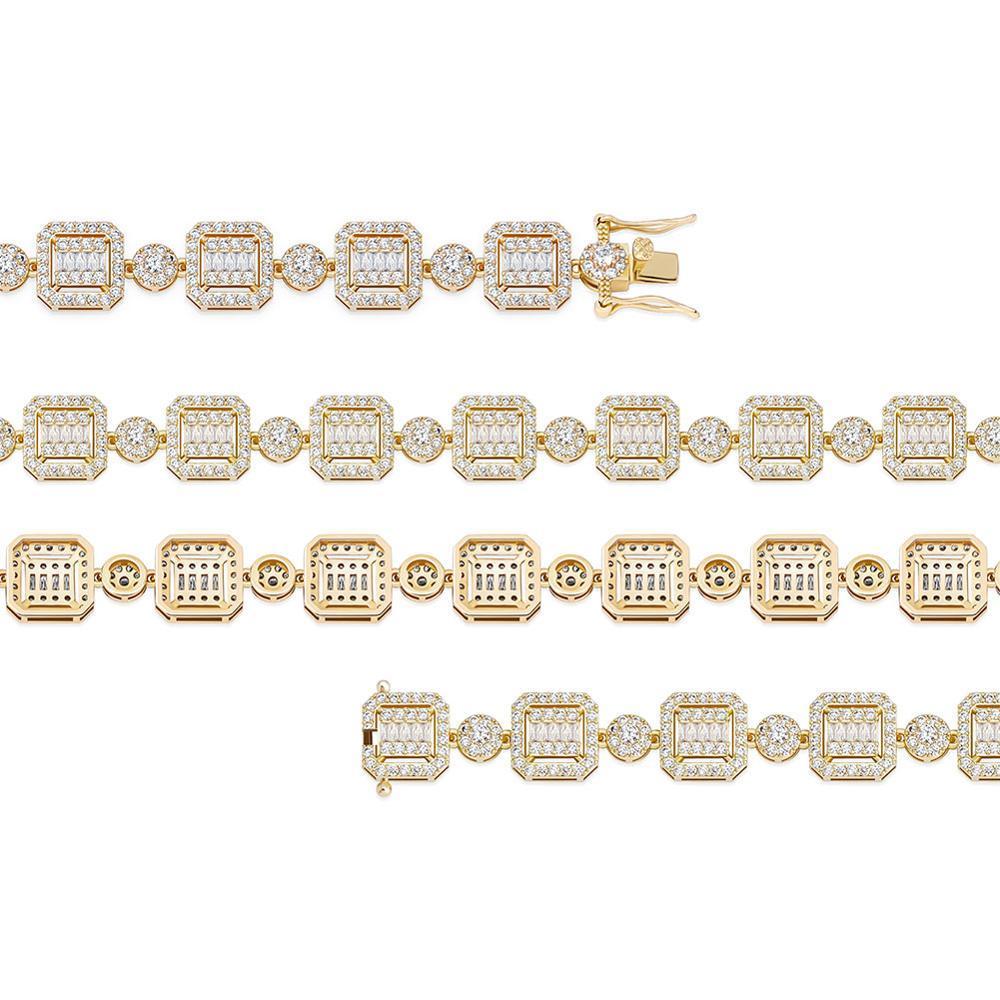 12MM BAGUETTE & ROUND BRACELET 14K - ICECI