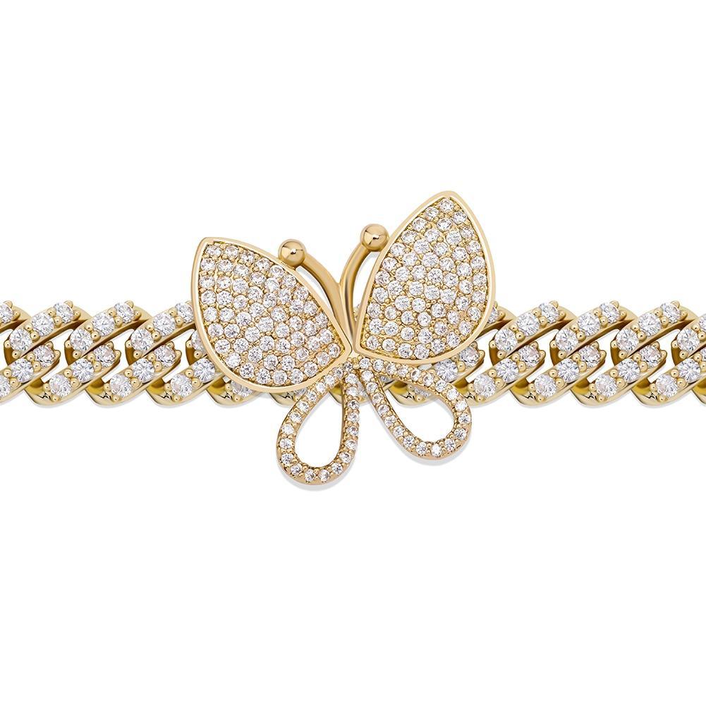 12MM ROTATABLE BUTTERFLY CUBAN NECKLACE 14K - ICECI