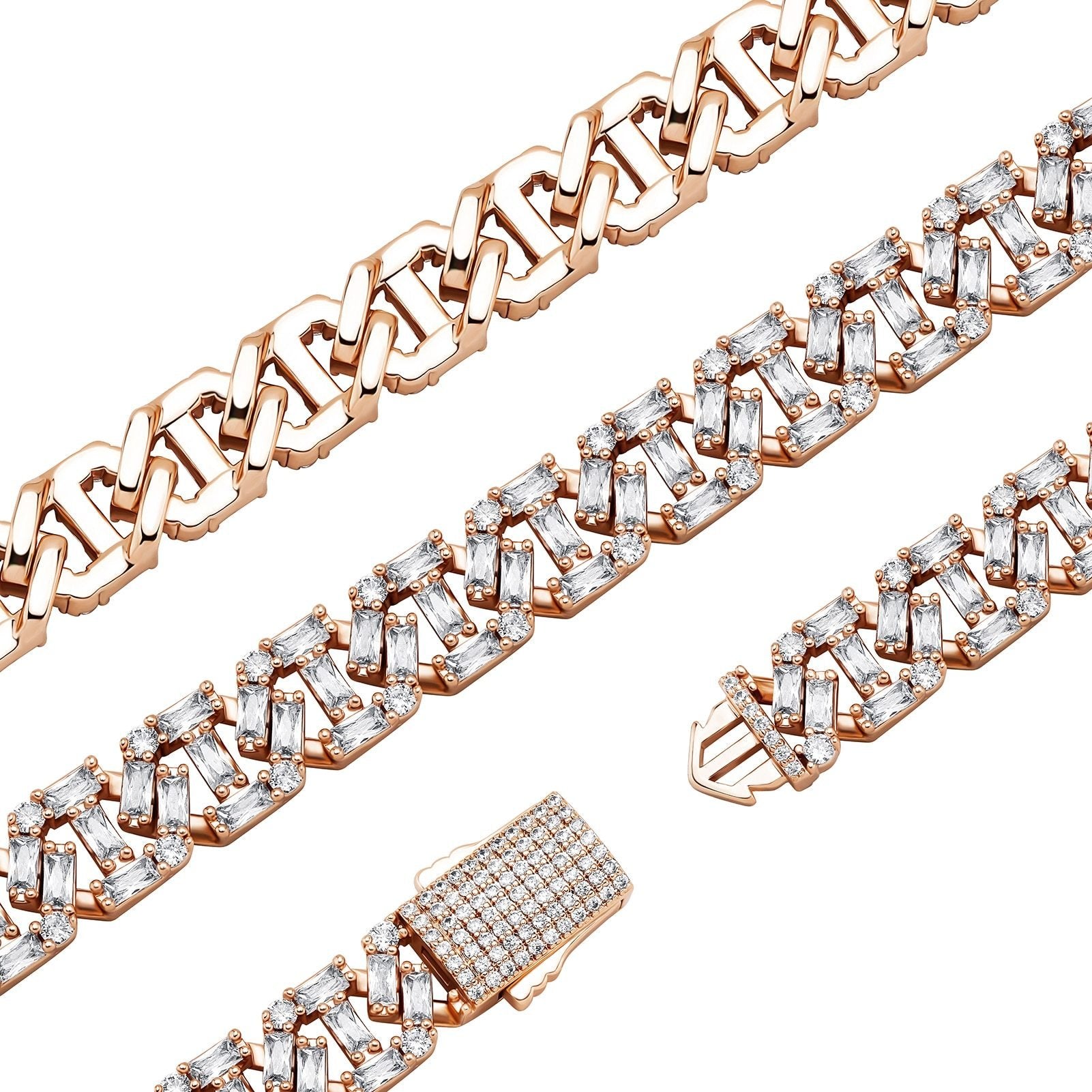 13mm Baguette Mariner Bracelet 14K - ICECI
