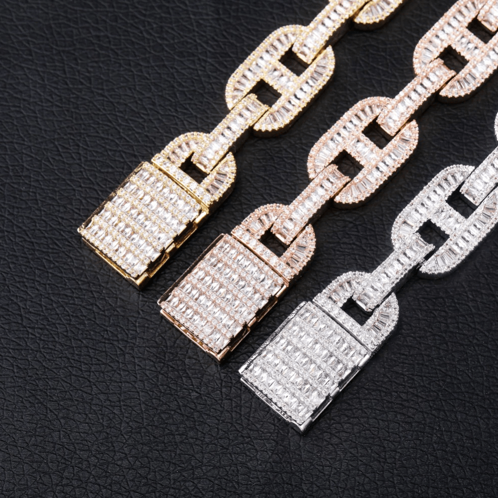 15MM BAGUETTE MARINER BRACELET 14K - ICECI