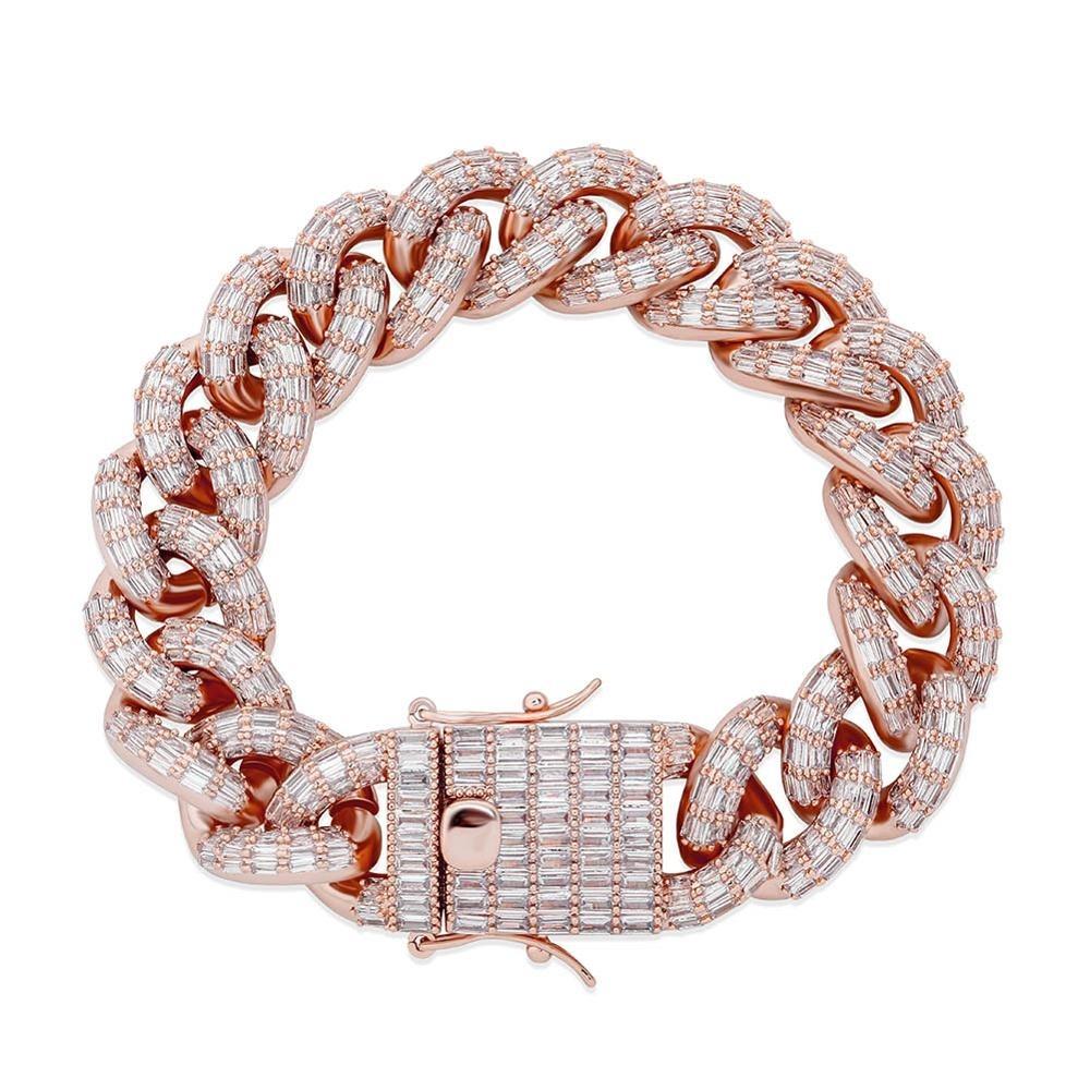 16MM BAGUETTE CUBAN LINK BRACELET 14K - ICECI