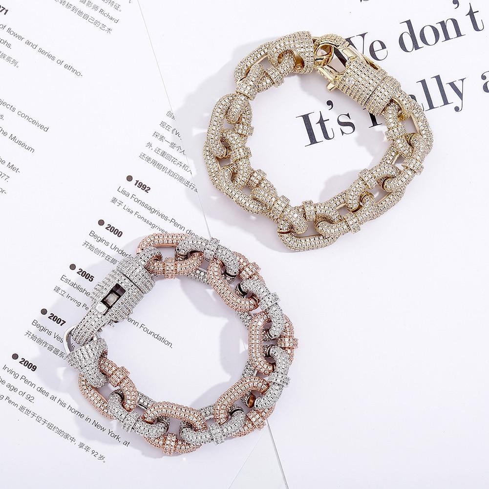 17MM CARABINER CLIP BRACELET 14K - ICECI