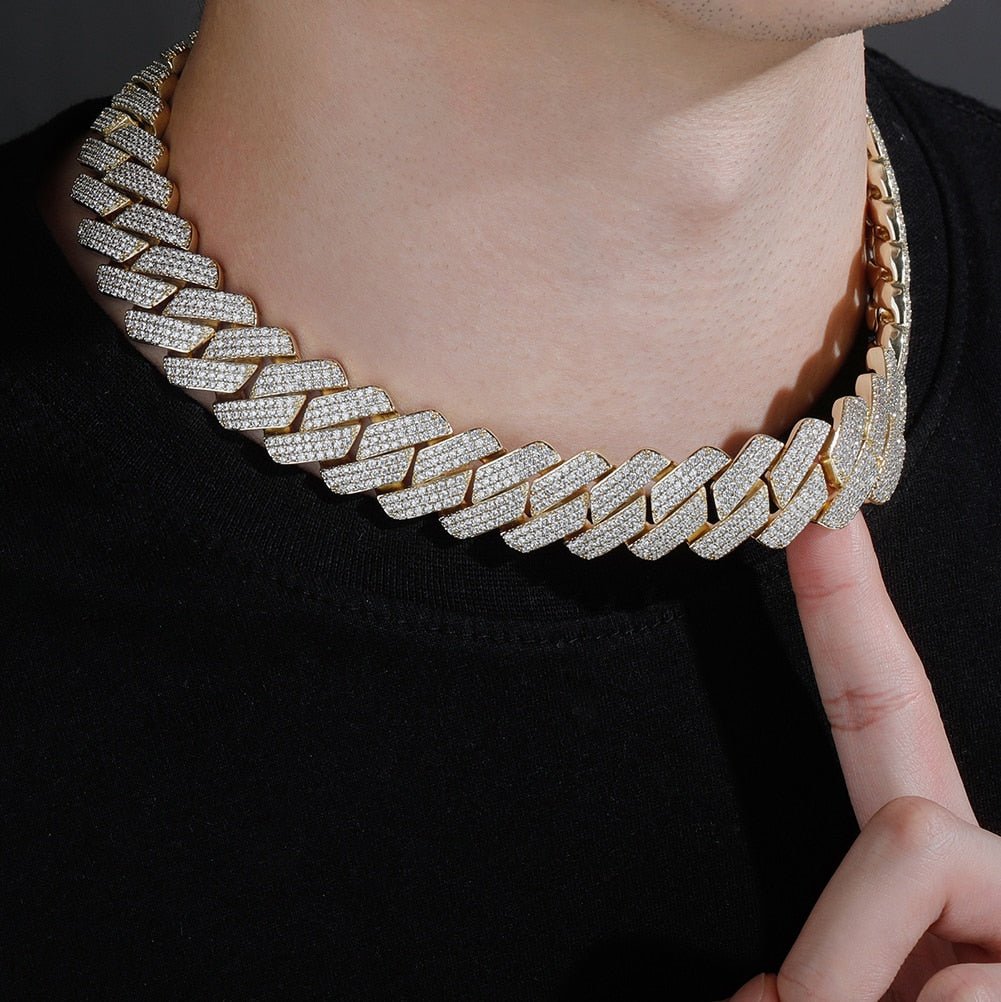 20mm Diamond Prong Link Chain 14K - ICECI