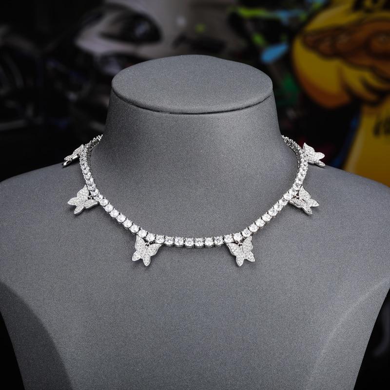 4MM CHOKER BUTTERFLY TENNIS NECKLACE 14K - ICECI