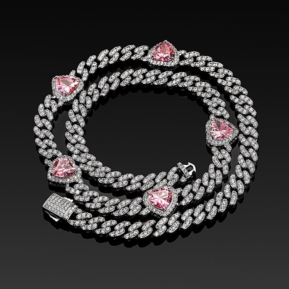 8mm Heart Cuban Necklace 14K - ICECI