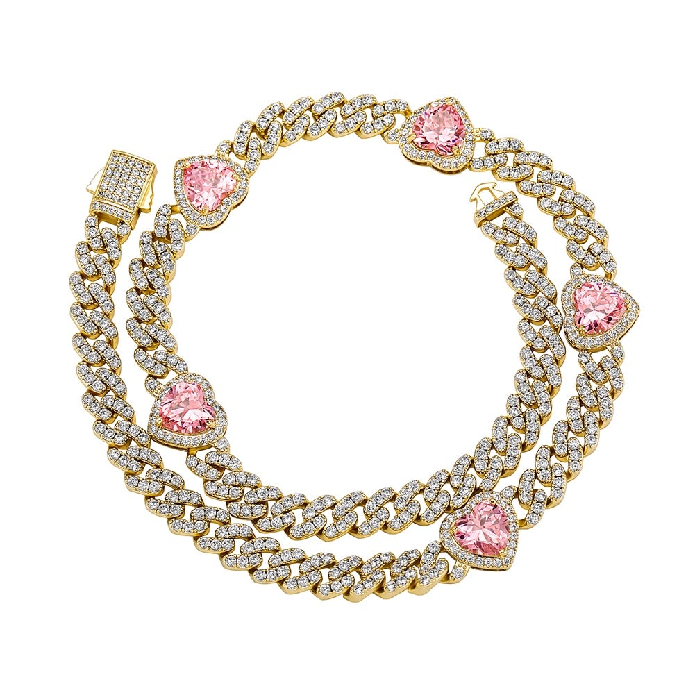 8mm Heart Cuban Necklace 14K - ICECI