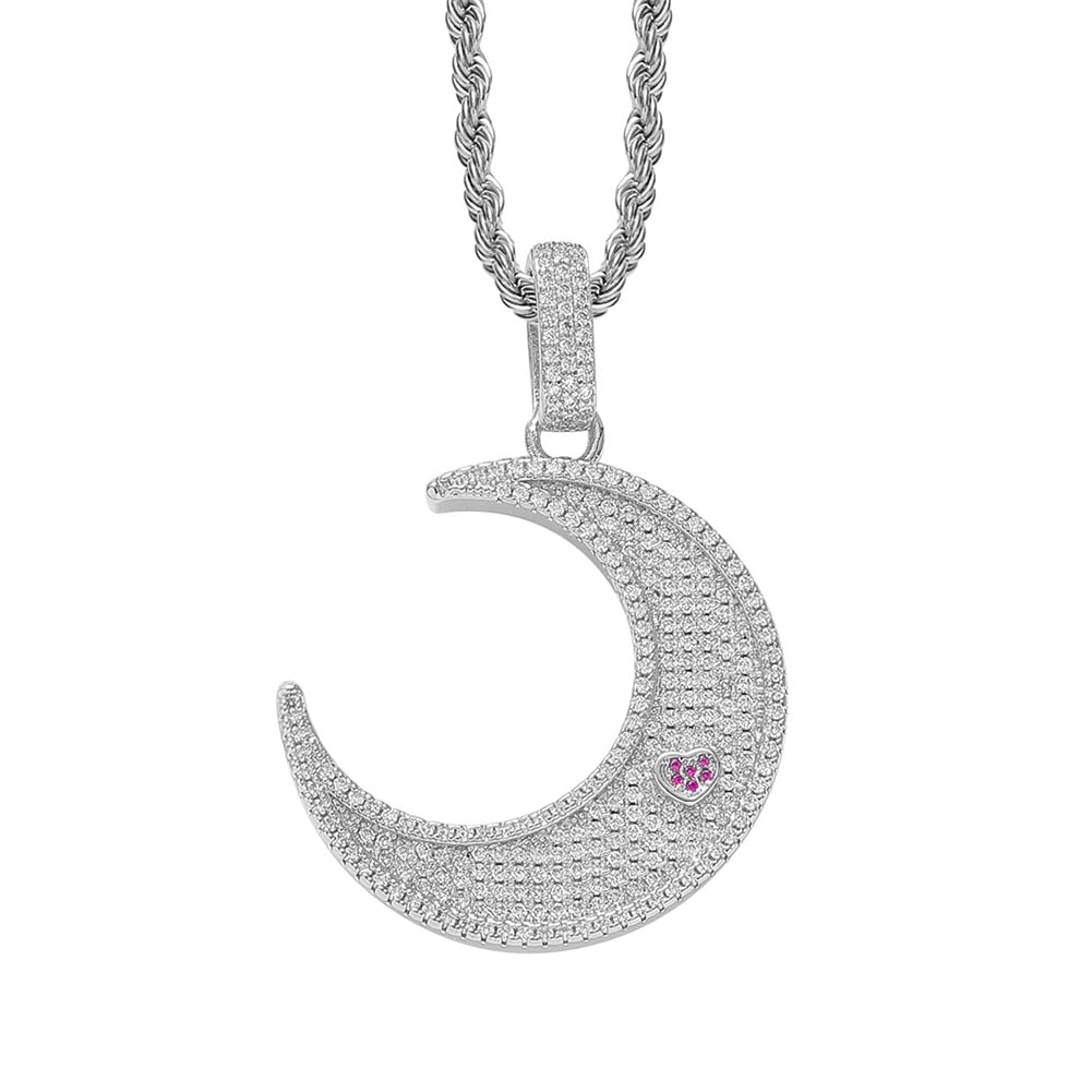 Sun & Moon Heart Pendant 14K