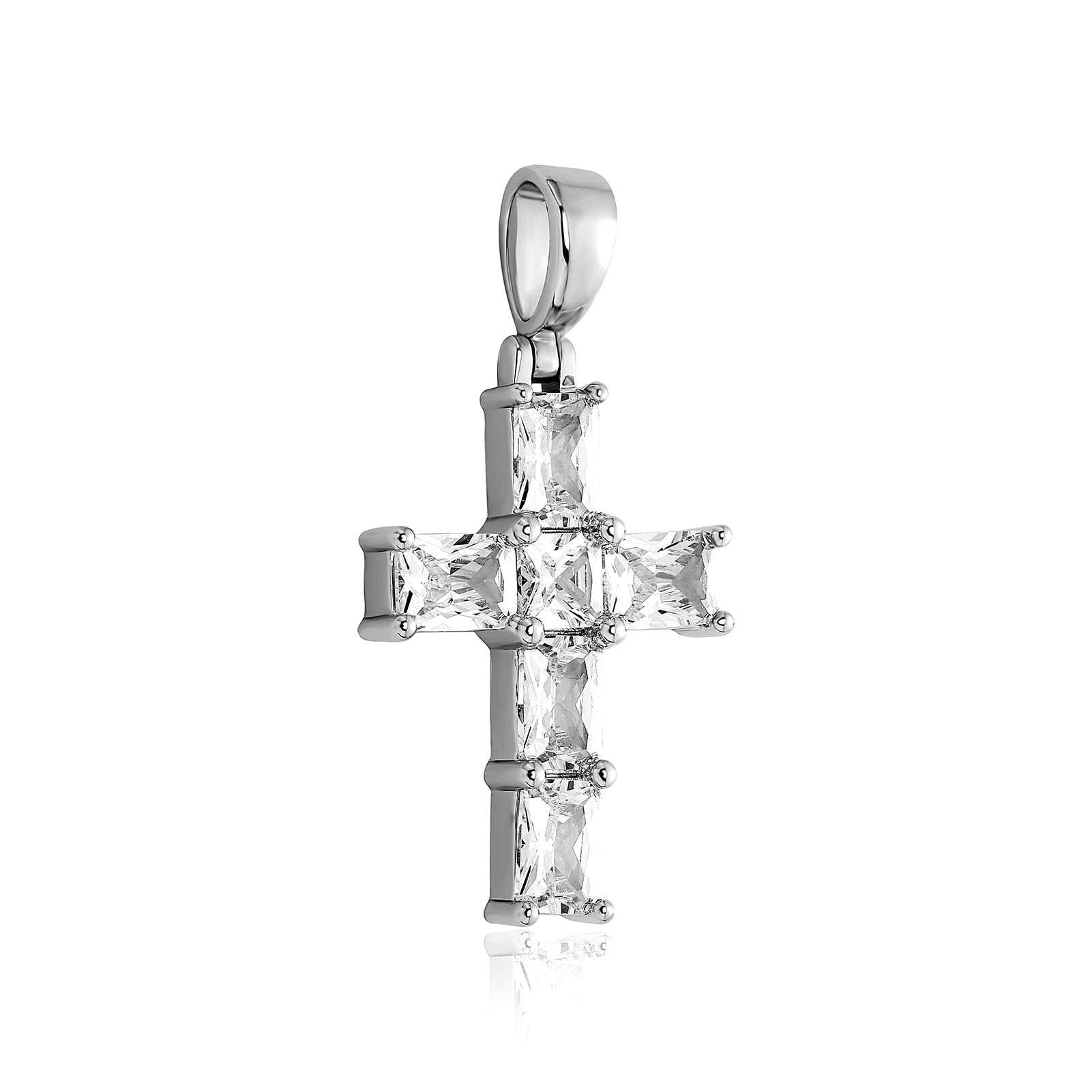 Baby Baguette Cross Pendant 14K - ICECI