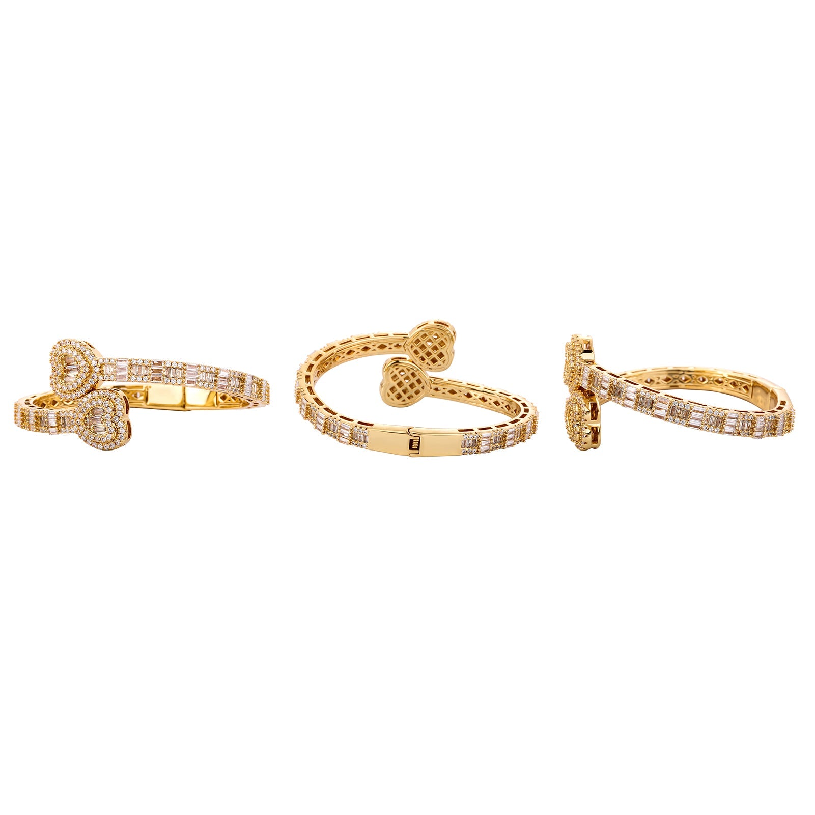 Baguette Heart Cuff Bracelet 14K - ICECI