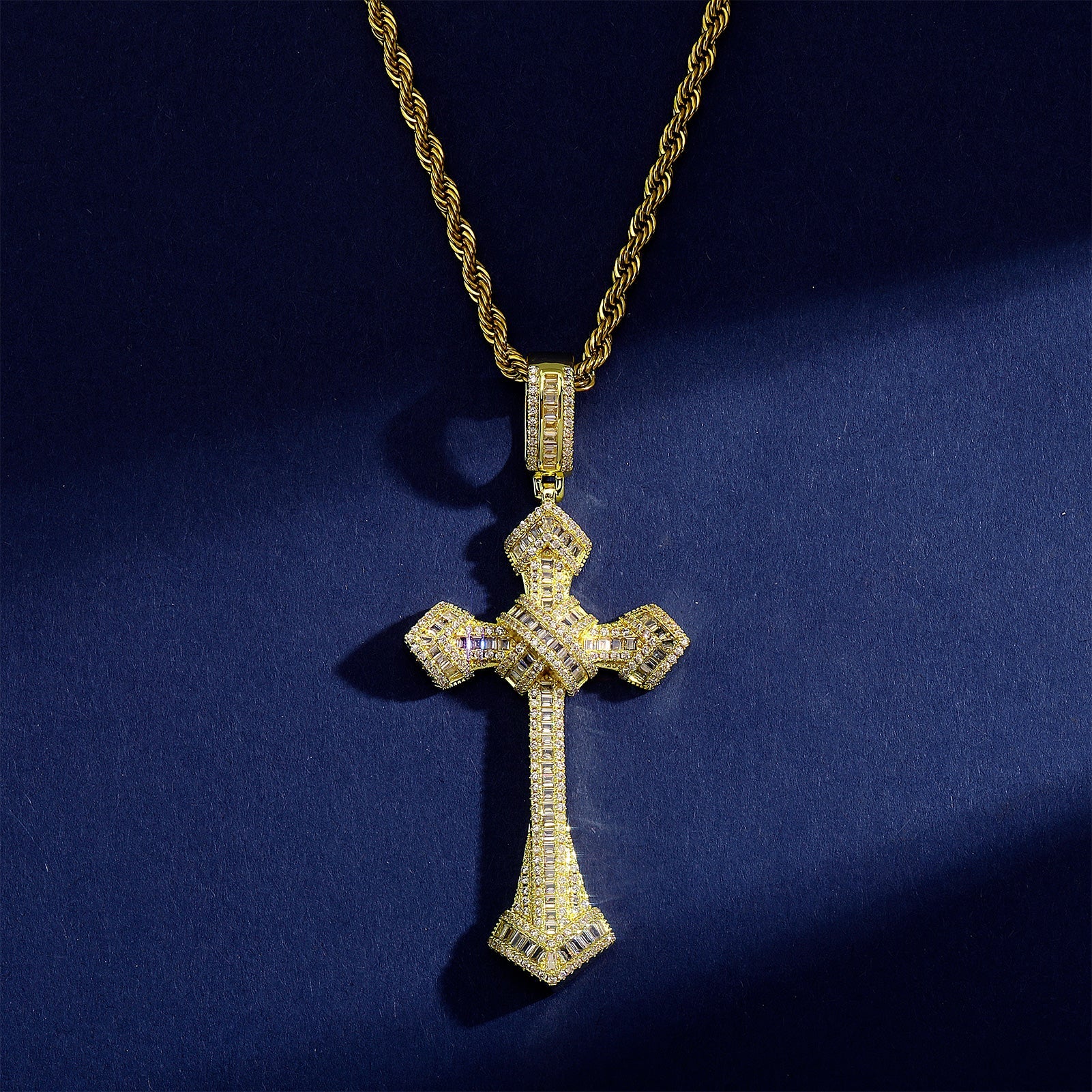 Baguette Punk X Cross Pendant 14K - ICECI
