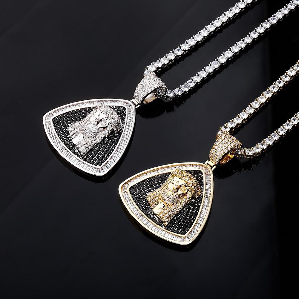 BAGUETTE TRIANGLE JESUS PENDANT 14K - ICECI