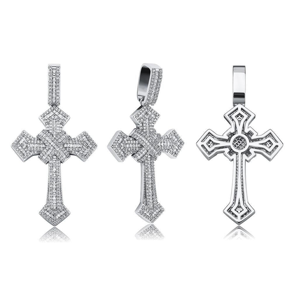 BAGUETTE X CROSS PENDANT 14K - ICECI