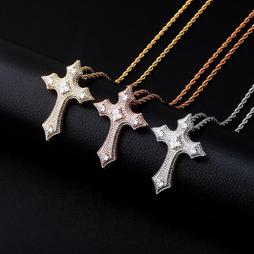 CLUSTERED DIAMOND CROSS PENDANT 14K - ICECI