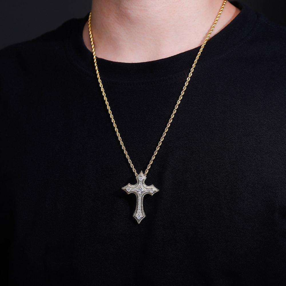 CLUSTERED DIAMOND CROSS PENDANT 14K - ICECI