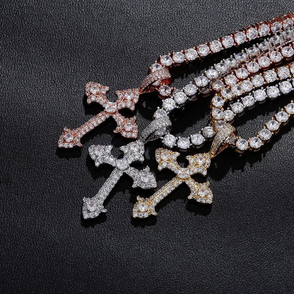 CLUSTERED INFINITY CROSS PENDANT 14K - ICECI