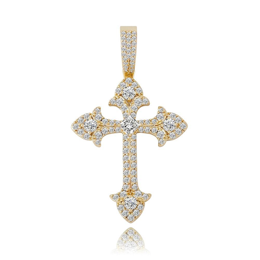 CLUSTERED INFINITY CROSS PENDANT 14K - ICECI