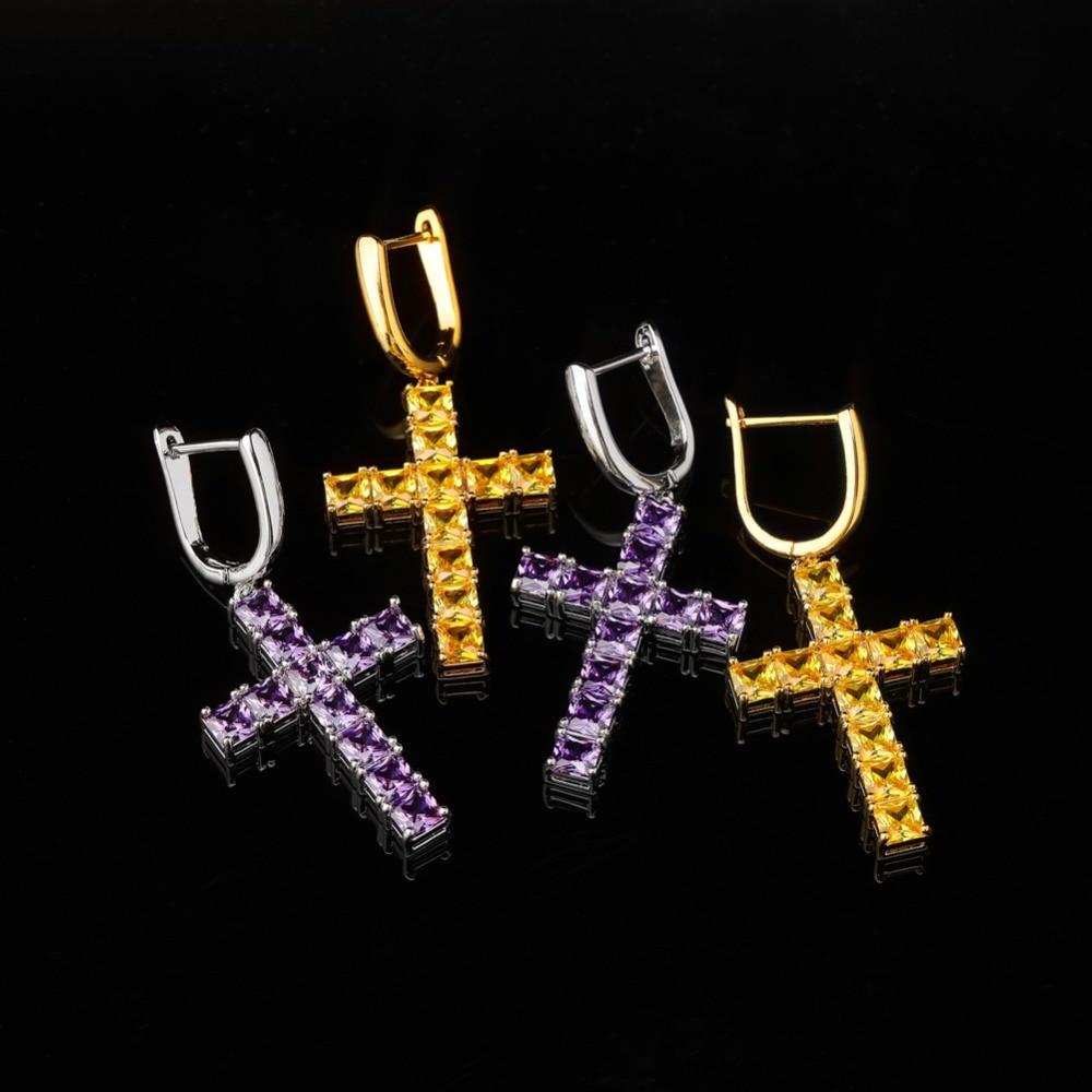 CROSS DROP EARRINGS 18K - ICECI