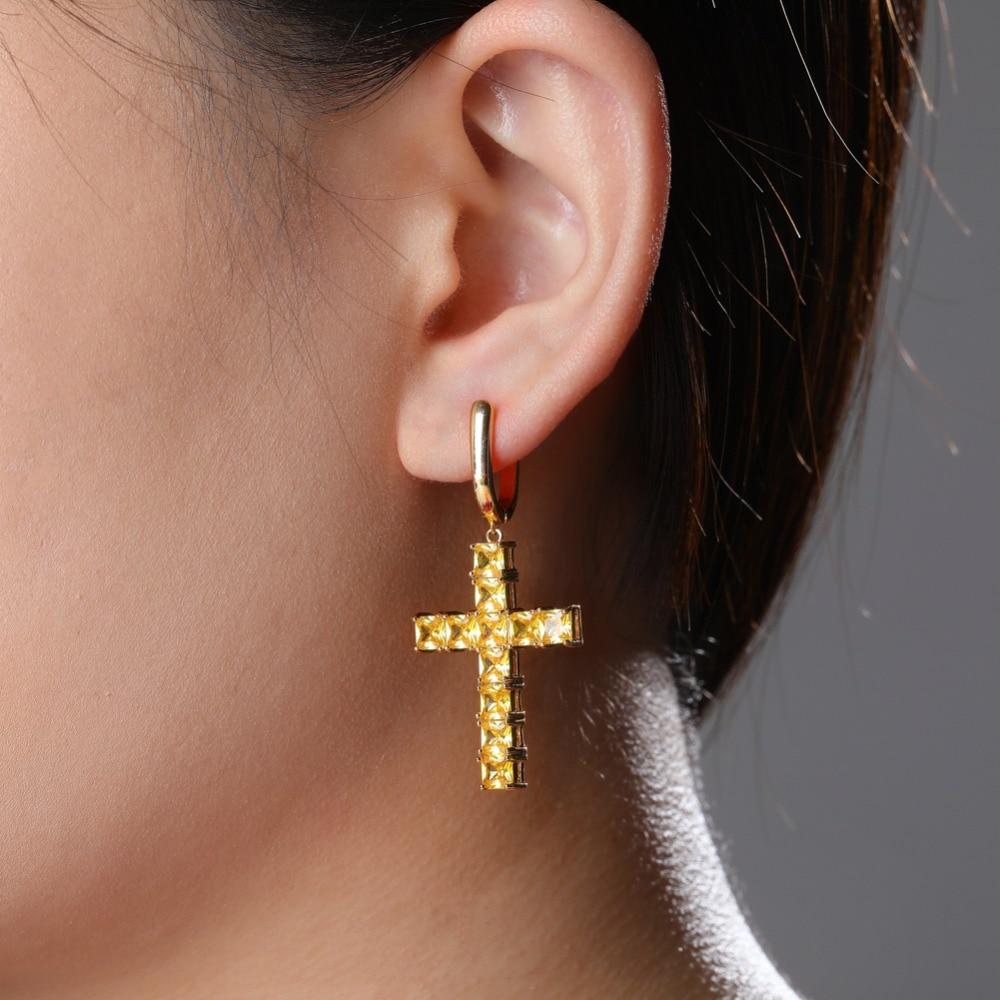 CROSS DROP EARRINGS 18K - ICECI