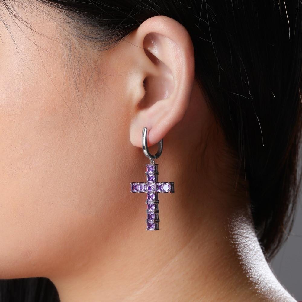 CROSS DROP EARRINGS 18K - ICECI