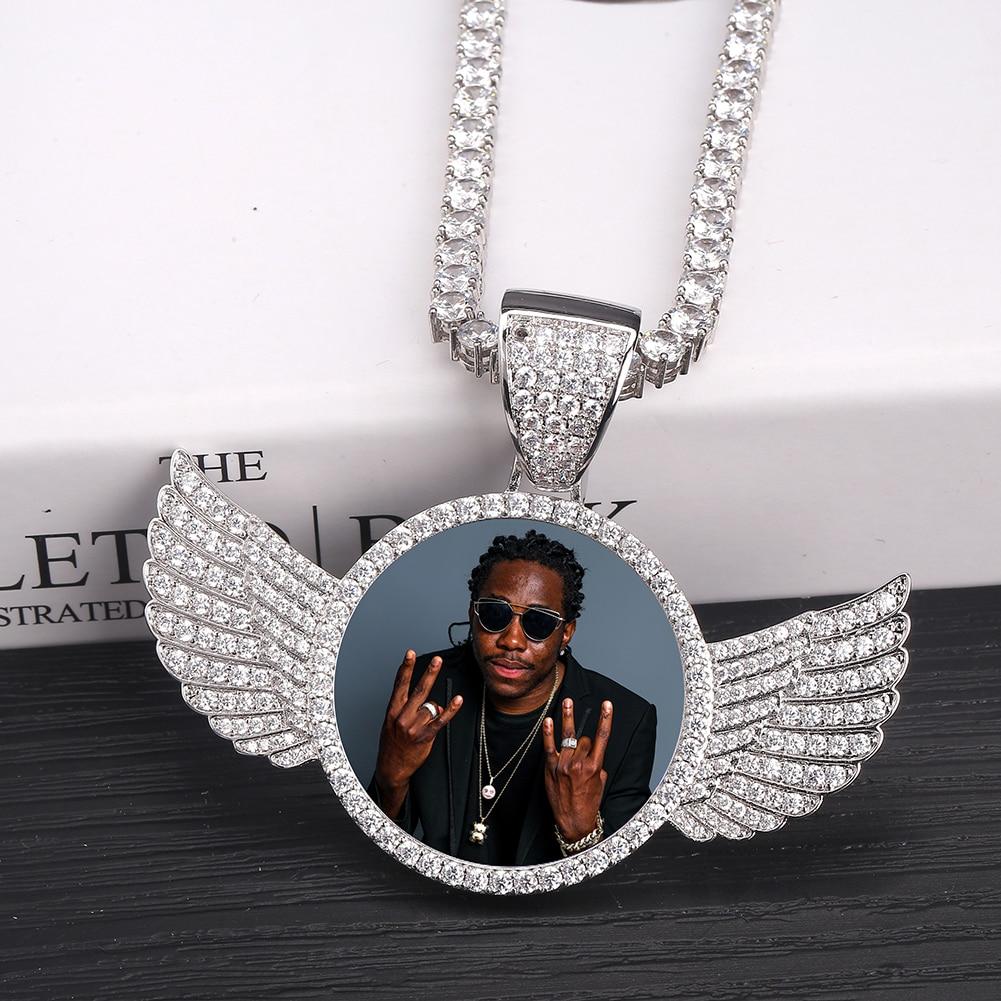 CUSTOM ANGEL WINGS PHOTO PENDANT 14K - ICECI