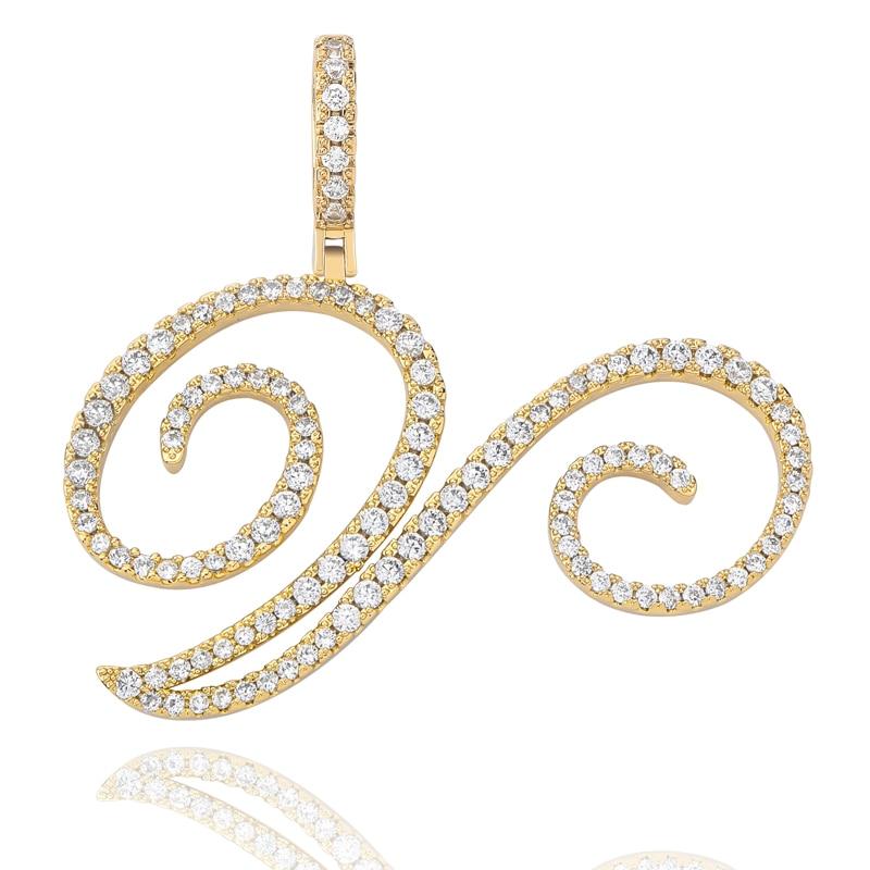 CUSTOM CURSIVE LETTER PENDANT 18K - ICECI