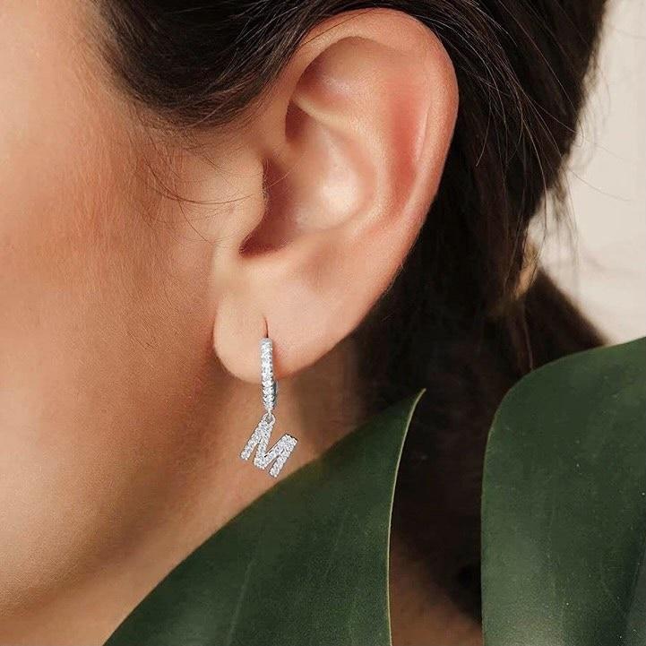 CUSTOM ICY LETTER DROP EARRINGS 14K - ICECI