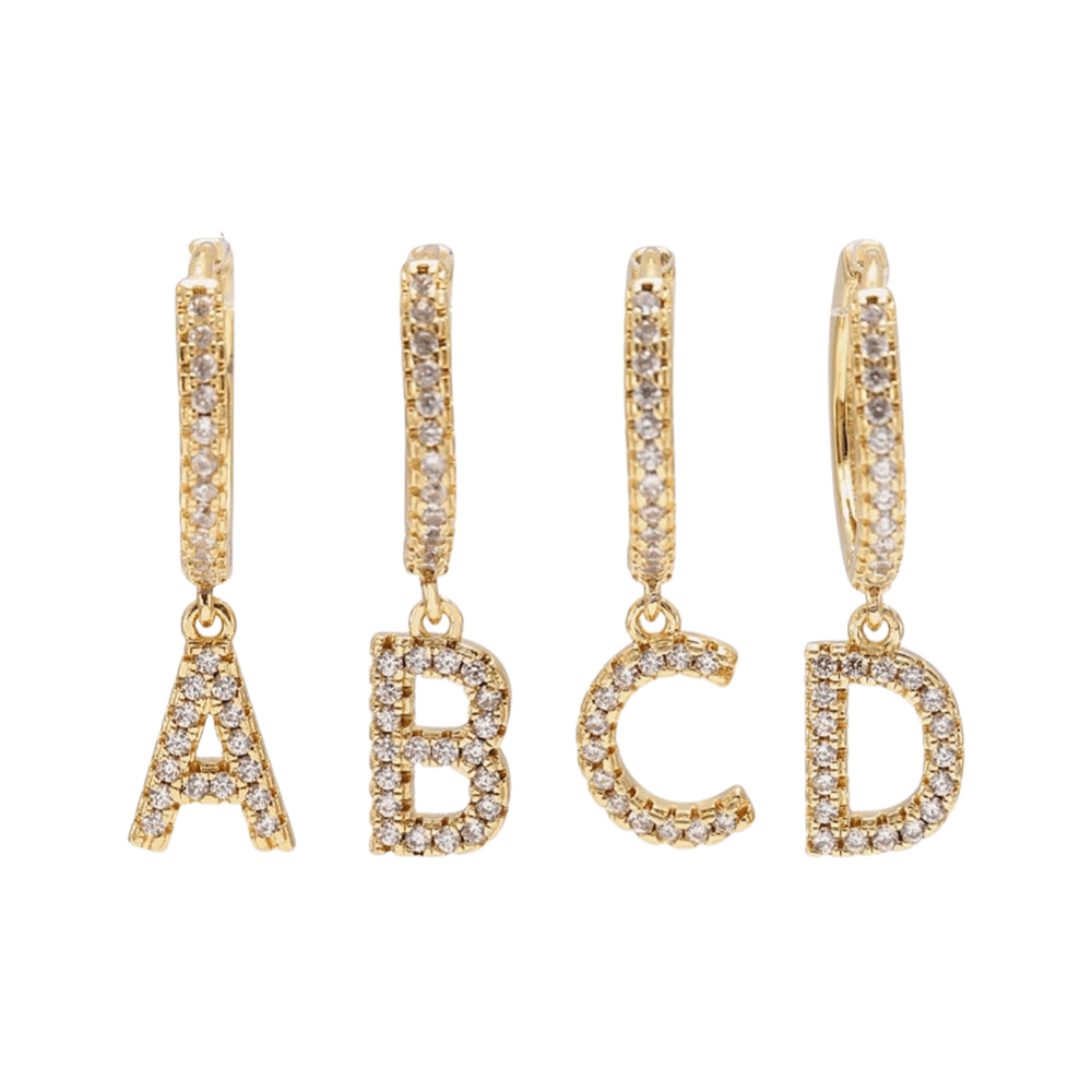 CUSTOM ICY LETTER DROP EARRINGS 14K - ICECI