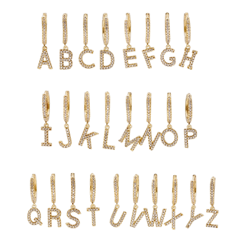 CUSTOM ICY LETTER DROP EARRINGS 14K - ICECI