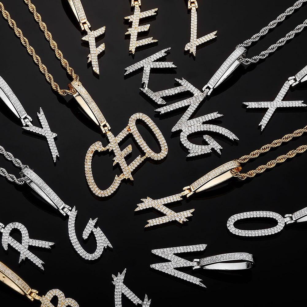 CUSTOM NEW BRUSH LETTER PENDANT 14K - ICECI