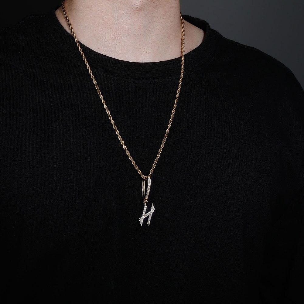 CUSTOM NEW BRUSH LETTER PENDANT 14K - ICECI