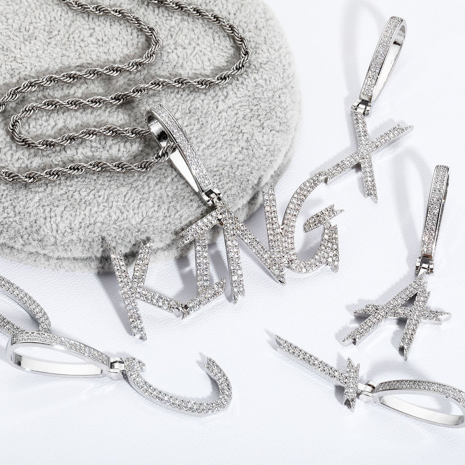 CUSTOM NEW BRUSH LETTER PENDANT 14K - ICECI
