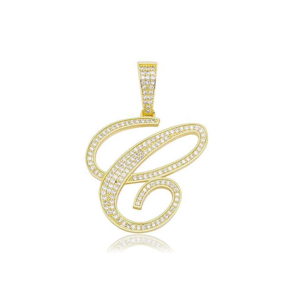 CUSTOM SCRIPT LETTER PENDANT 14K - ICECI