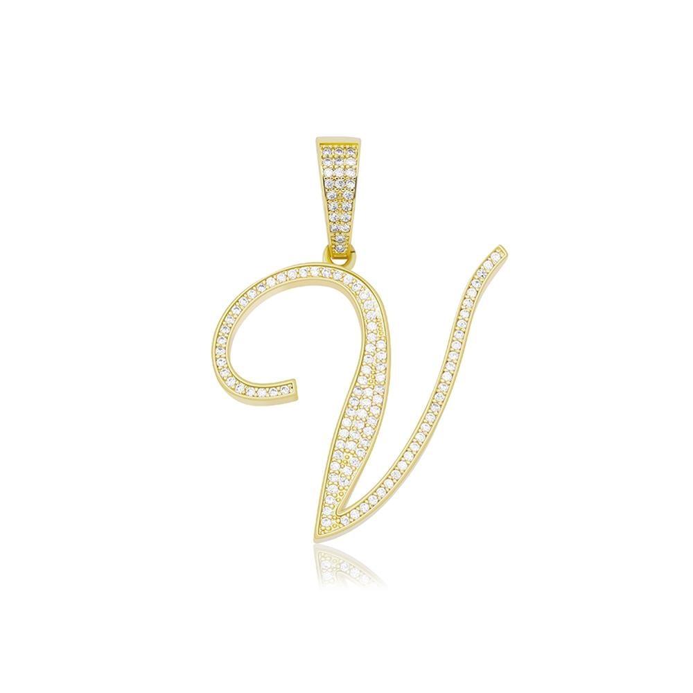 CUSTOM SCRIPT LETTER PENDANT 14K - ICECI