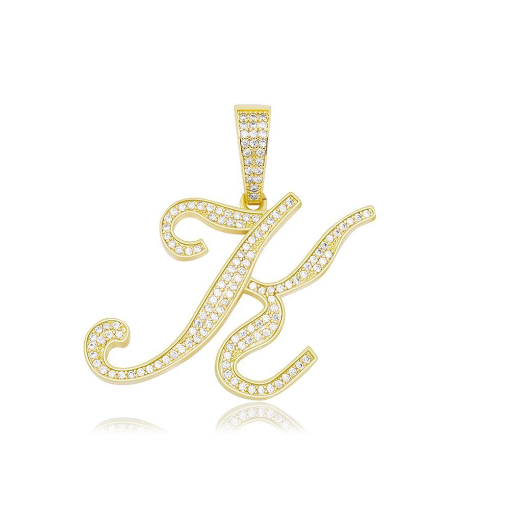 CUSTOM SCRIPT LETTER PENDANT 14K - ICECI