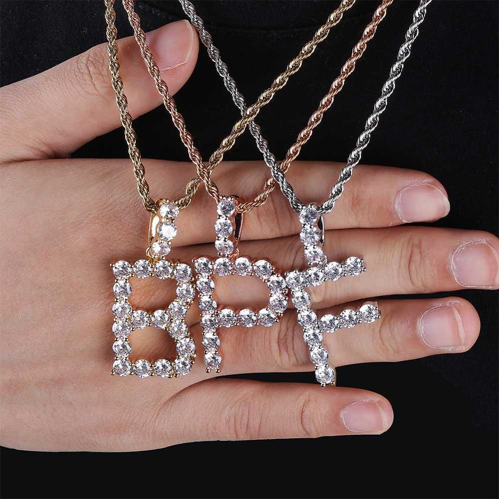 CUSTOM TENNIS LETTER PENDANT 14K - ICECI
