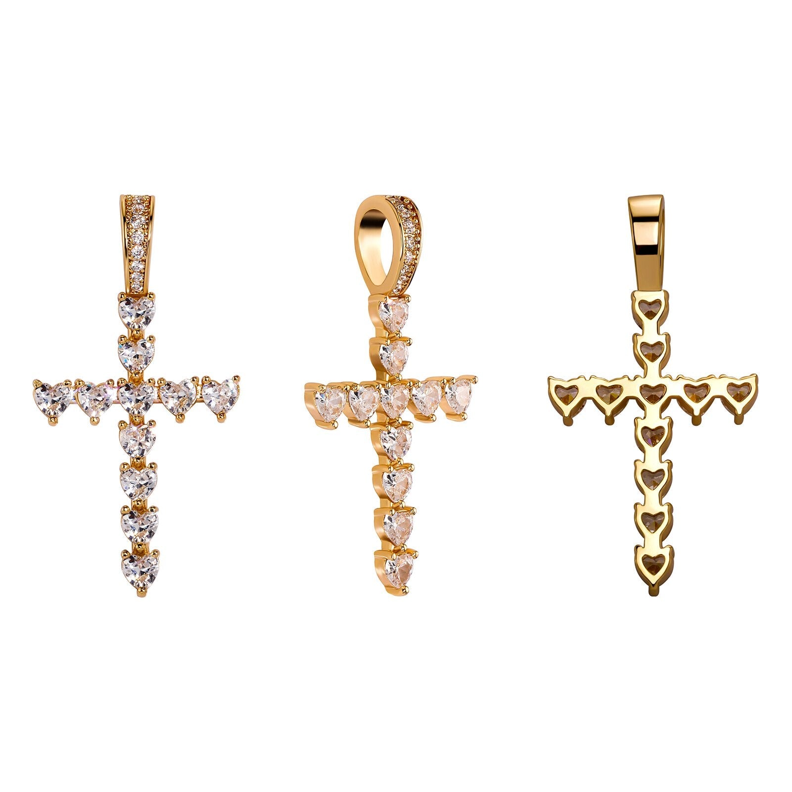 Diamond Heart Cross Pendant 14K - ICECI
