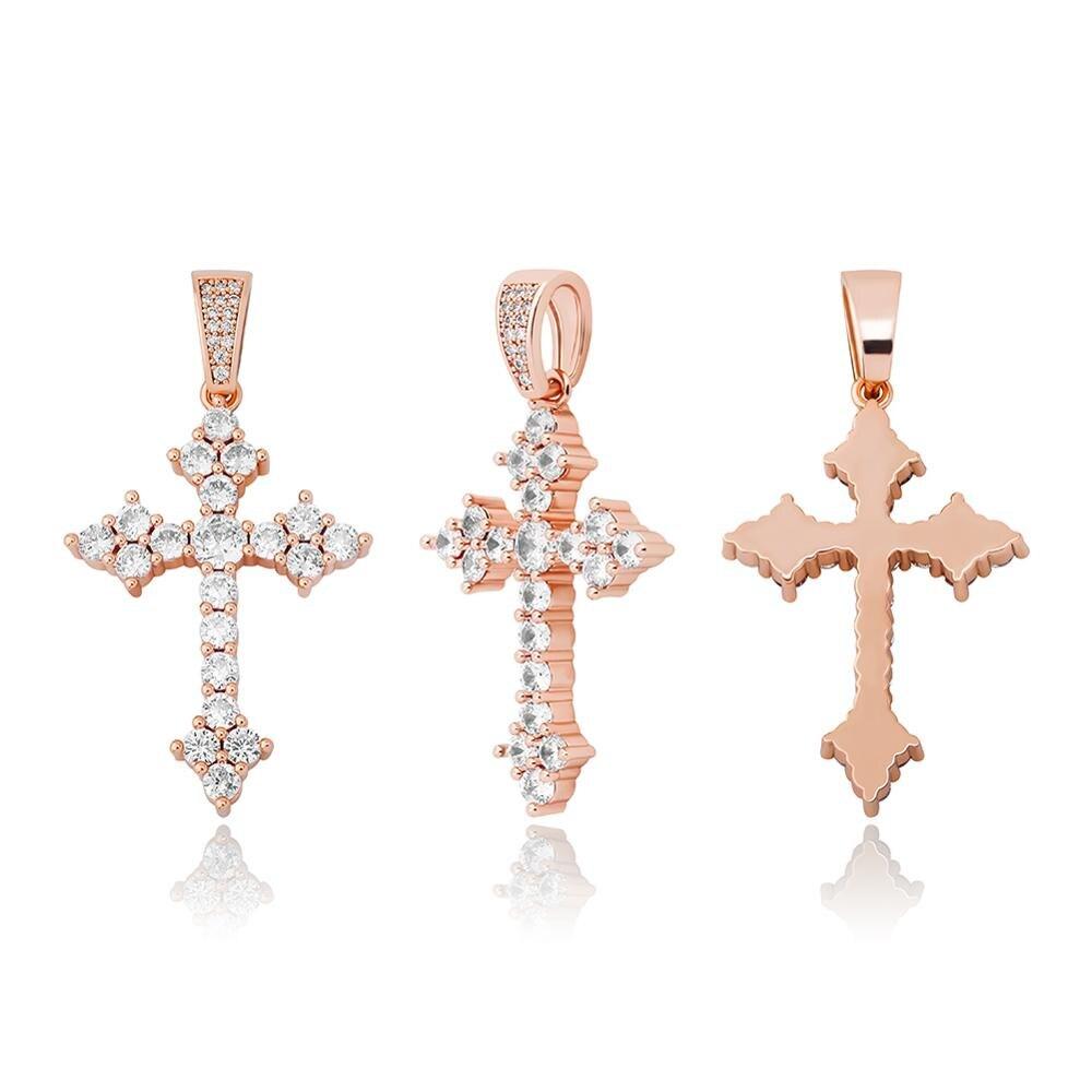 DIAMOND PATONCE CROSS PENDANT 14K - ICECI