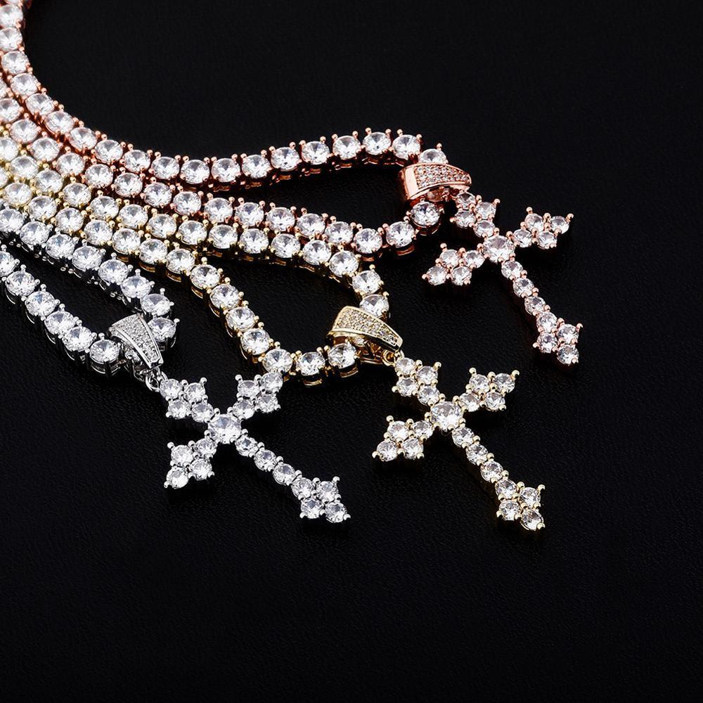 DIAMOND PATONCE CROSS PENDANT 14K - ICECI