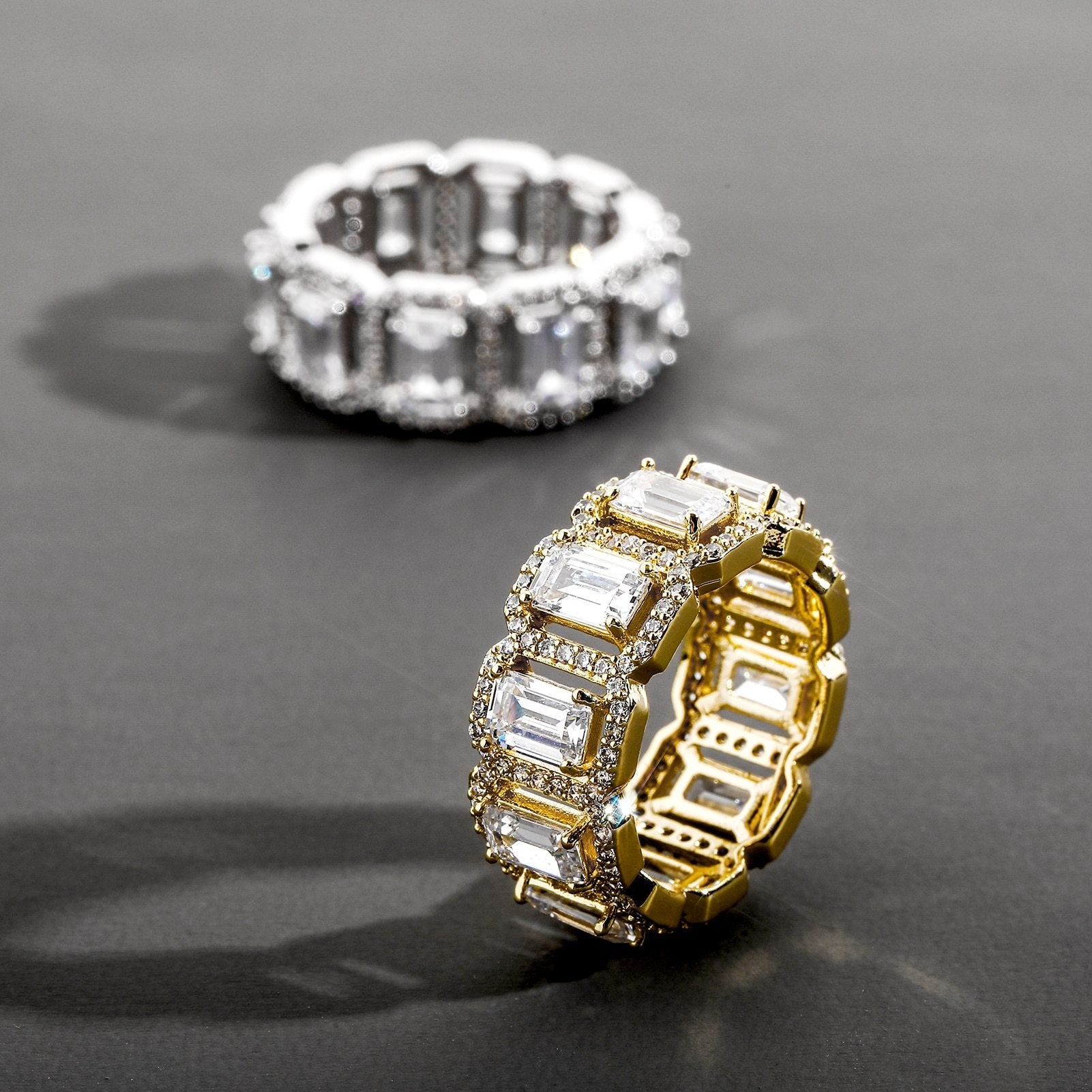 EMERALD HALO ETERNITY RING 14K - ICECI