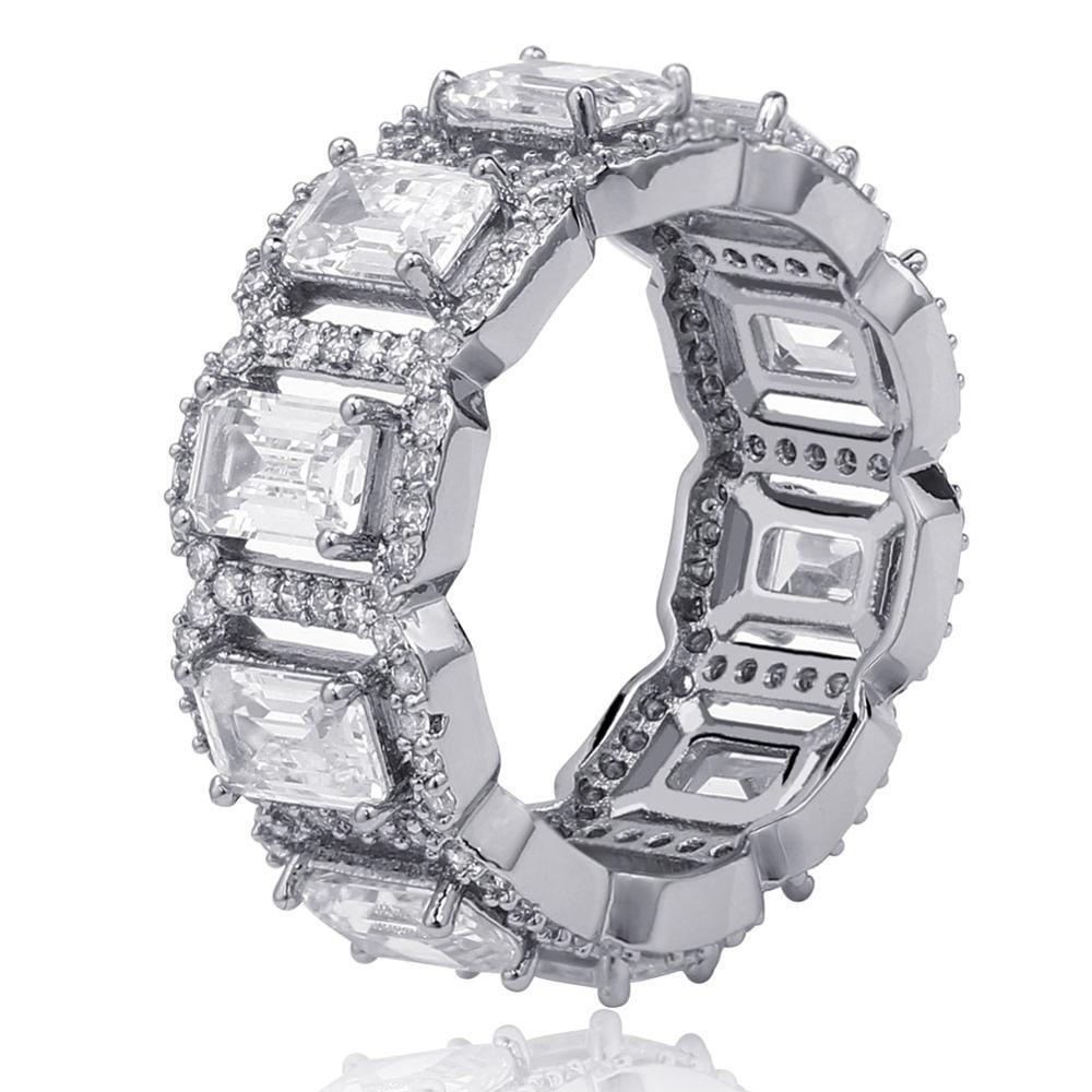 EMERALD HALO ETERNITY RING 14K - ICECI