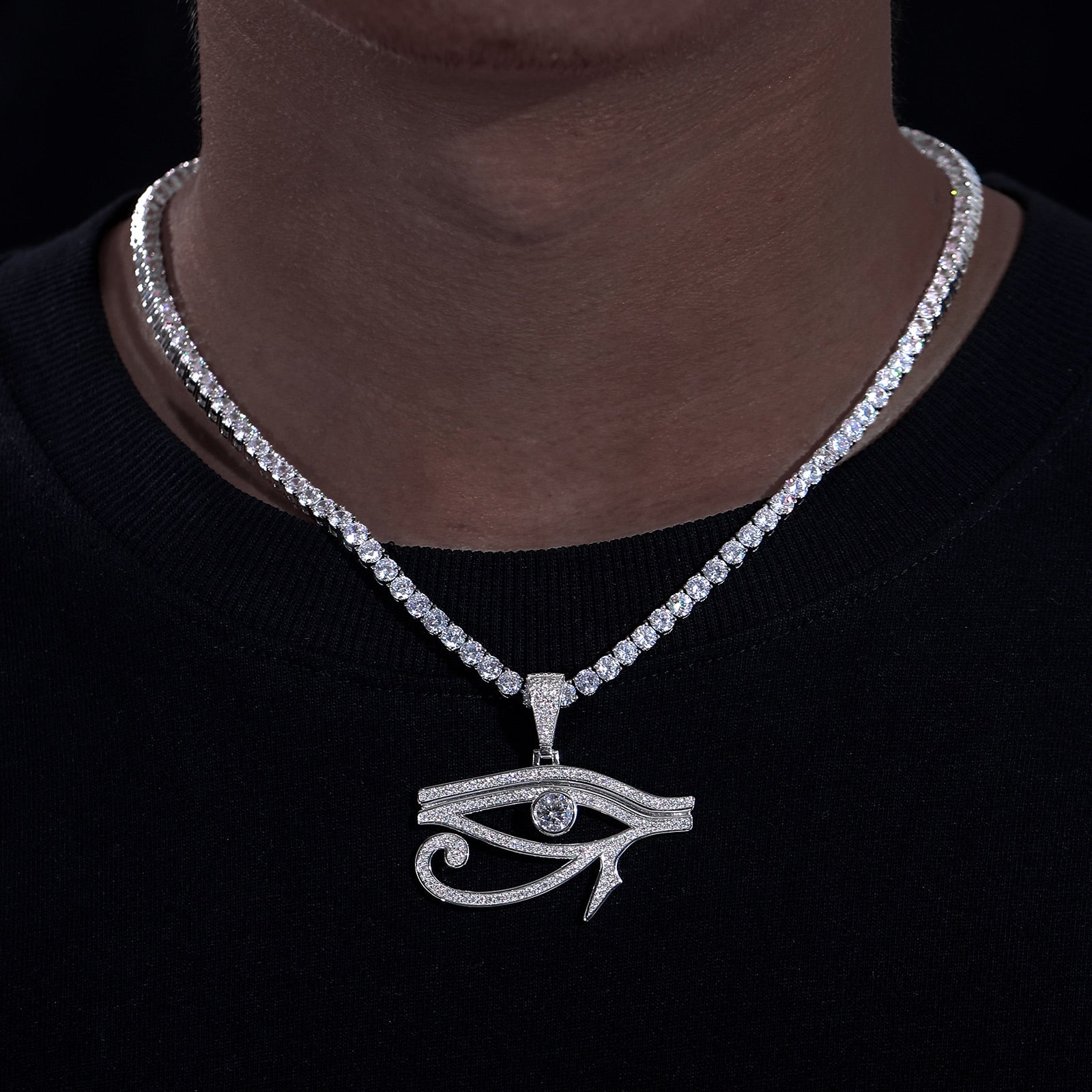 Eye of Horus Pendant 18K x Moissanite - ICECI