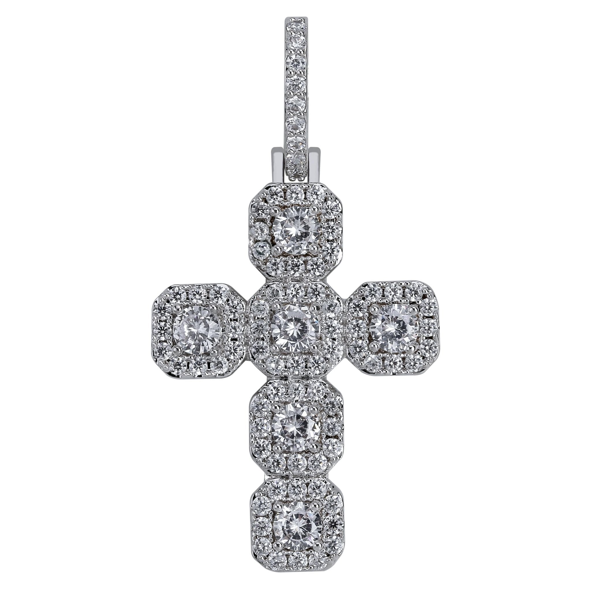 GEMSTONE CROSS PENDANT 18K - ICECI