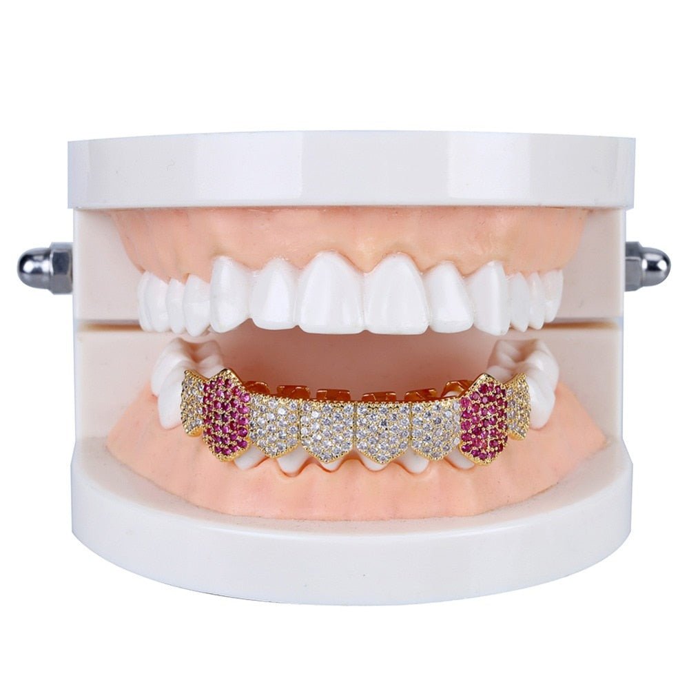 Iced Two Tone Purple Fangs Bottom Grillz 14K - ICECI