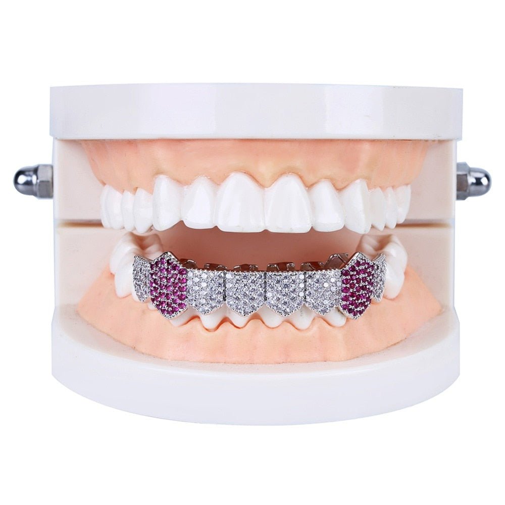 Iced Two Tone Purple Fangs Bottom Grillz 14K - ICECI