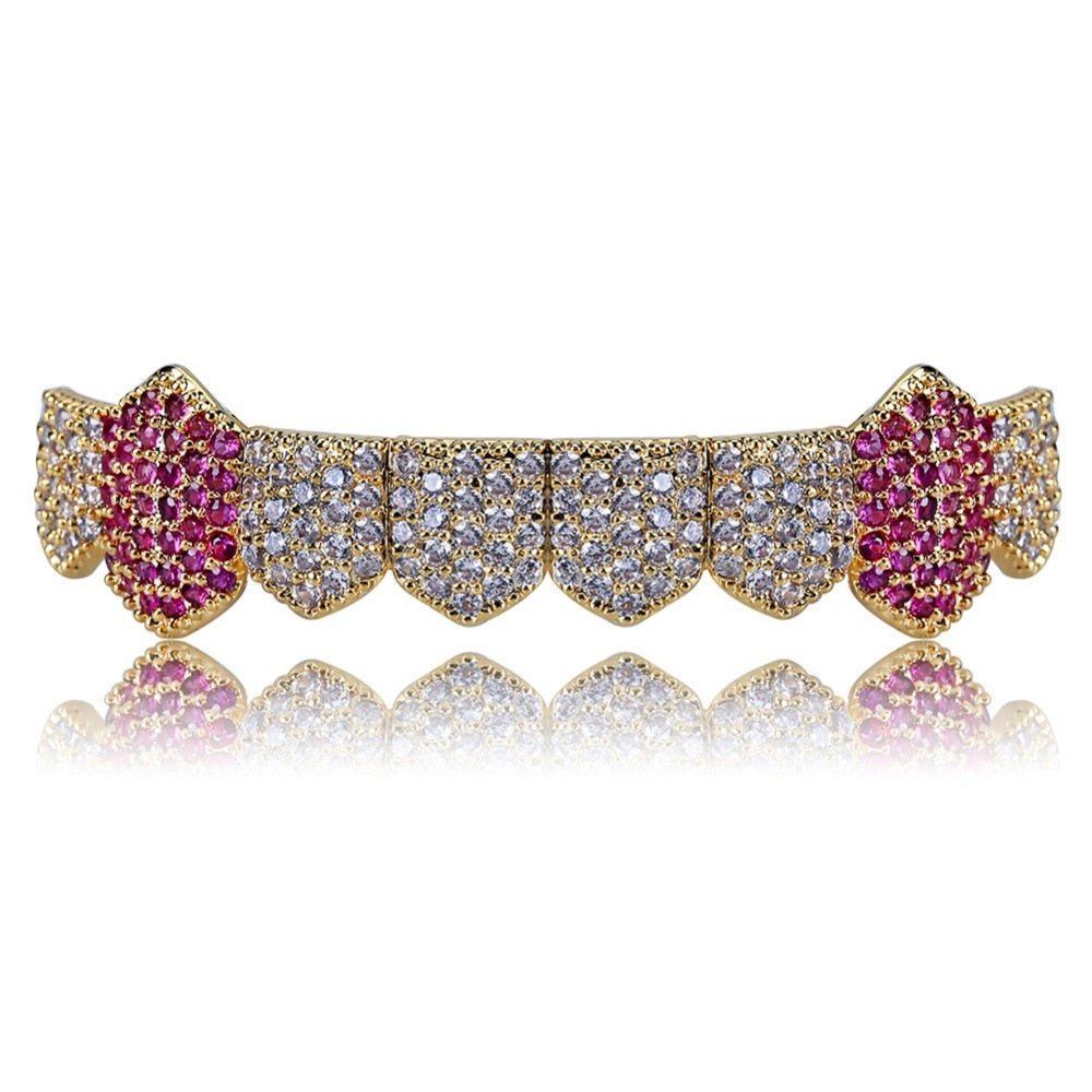 Iced Two Tone Purple Fangs Bottom Grillz 14K - ICECI