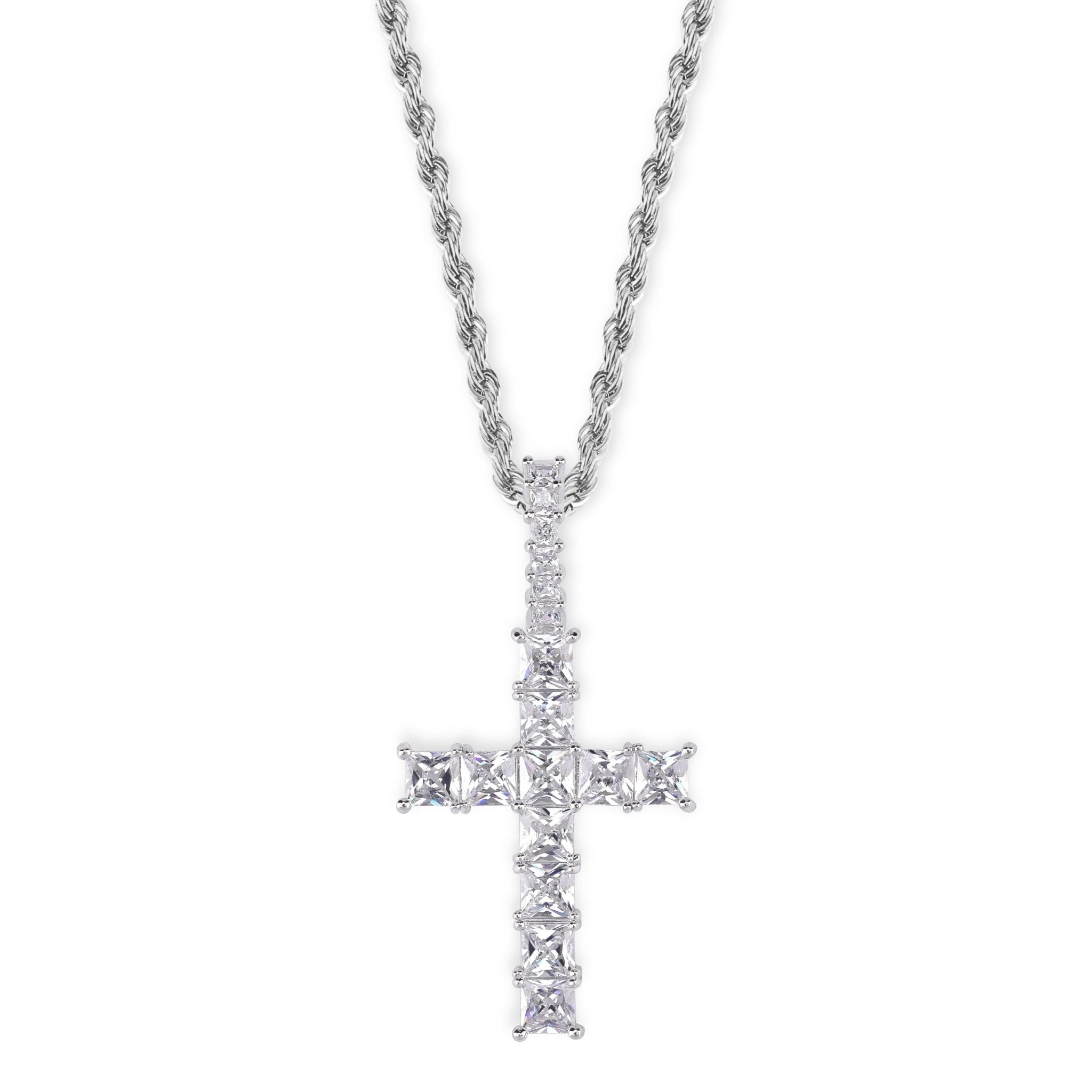 ICY BAGUETTE CROSS PENDANT 14K - ICECI
