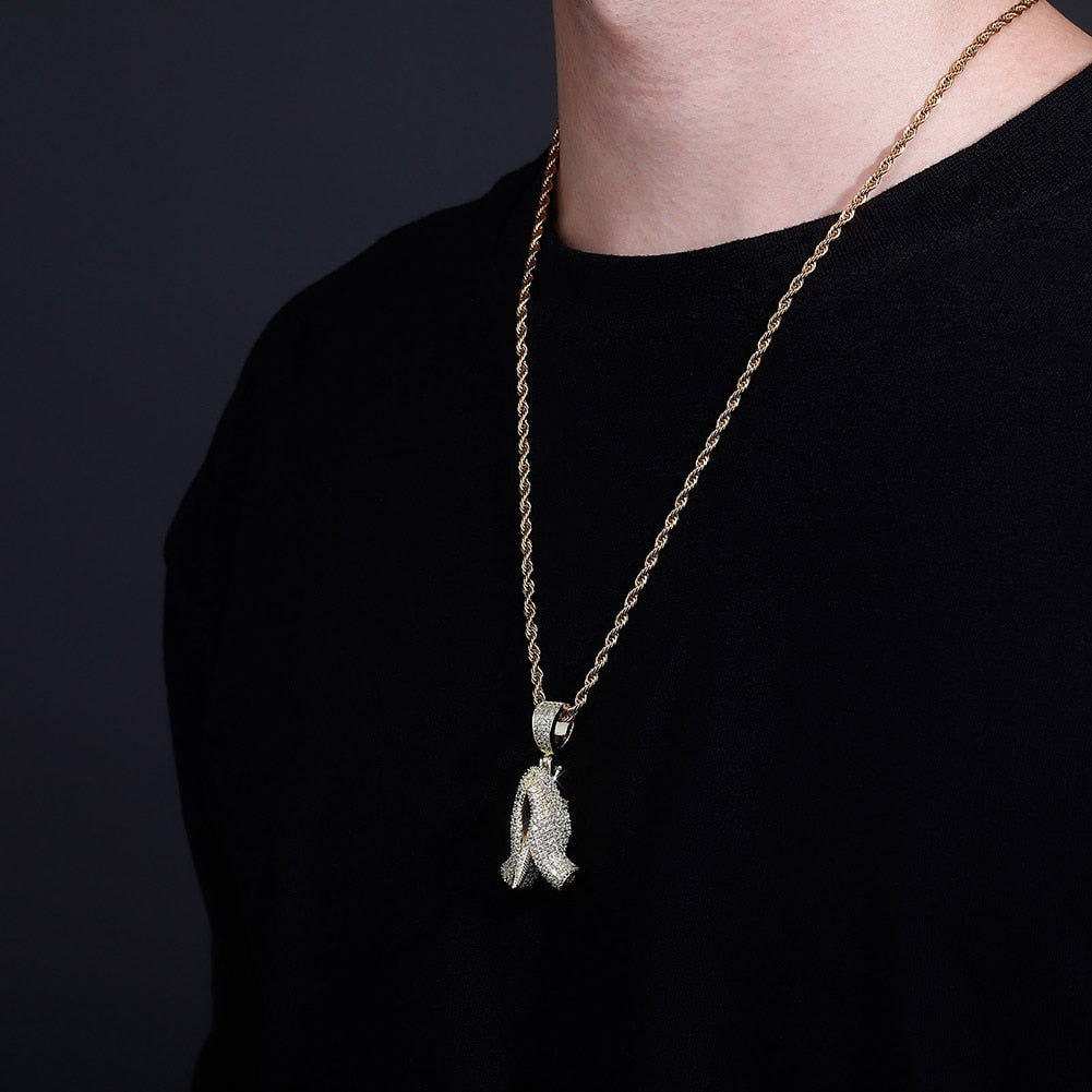 Knife Praying Hands Pendant 14K - ICECI